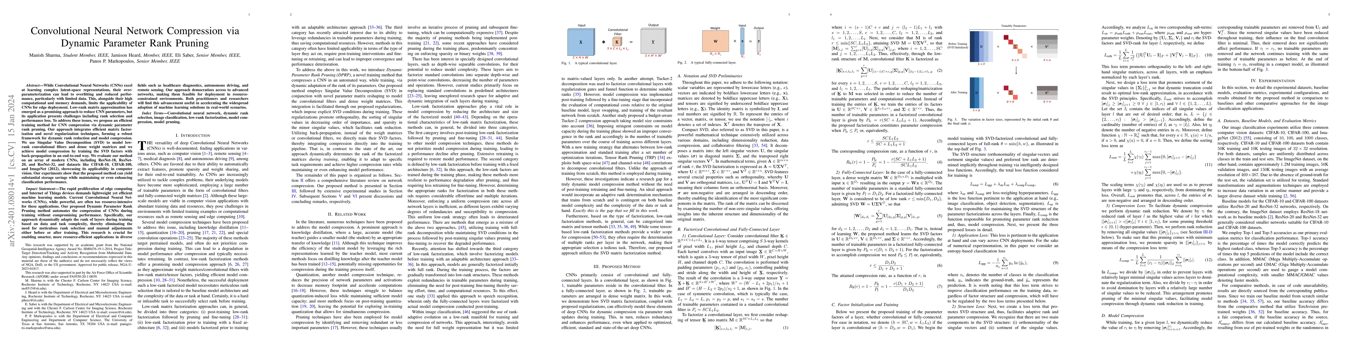 Thumbnail for Convolutional Neural Network Compression via Dynamic Parameter Rank
  Pruning