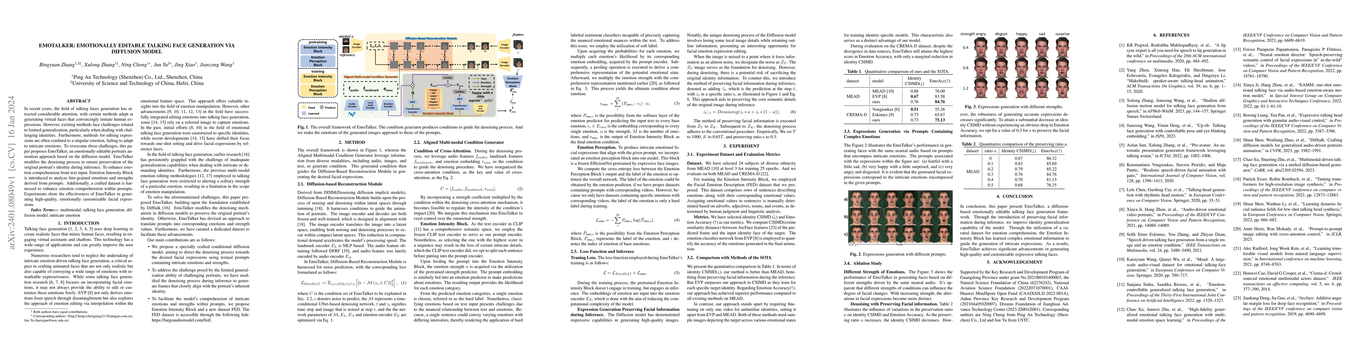 Thumbnail for EmoTalker: Emotionally Editable Talking Face Generation via Diffusion
  Model
