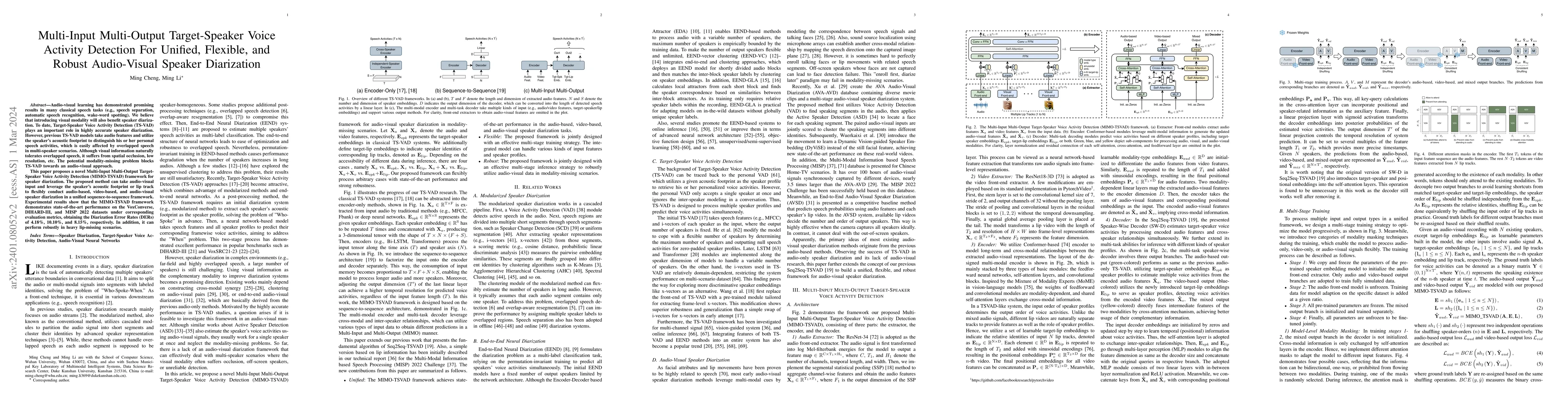 Thumbnail for Multi-Input Multi-Output Target-Speaker Voice Activity Detection For
  Unified, Flexible, and Robust Audio-Visual Speaker Diarization