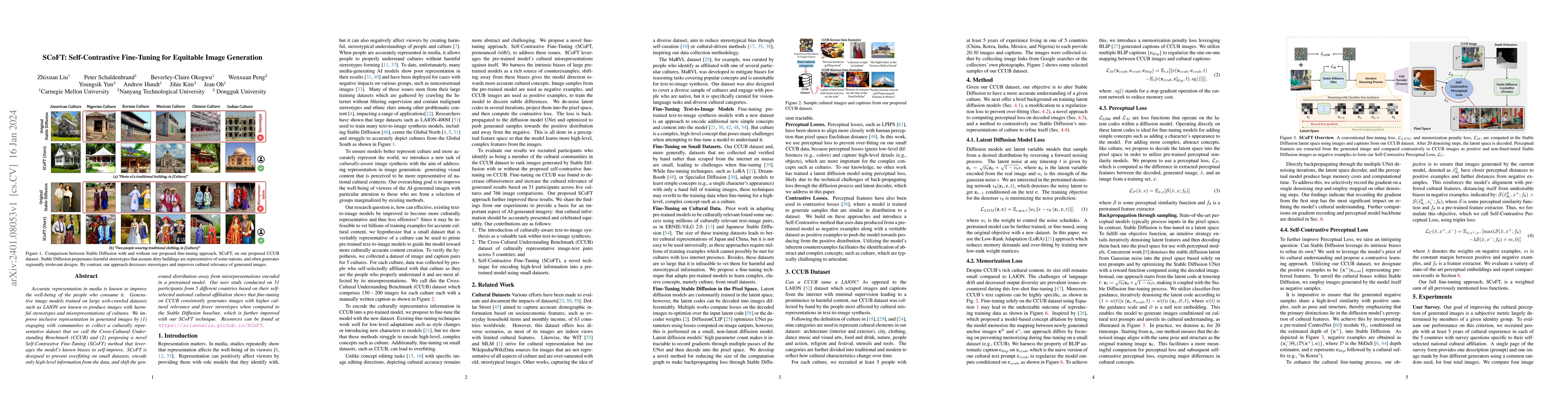 Thumbnail for SCoFT: Self-Contrastive Fine-Tuning for Equitable Image Generation