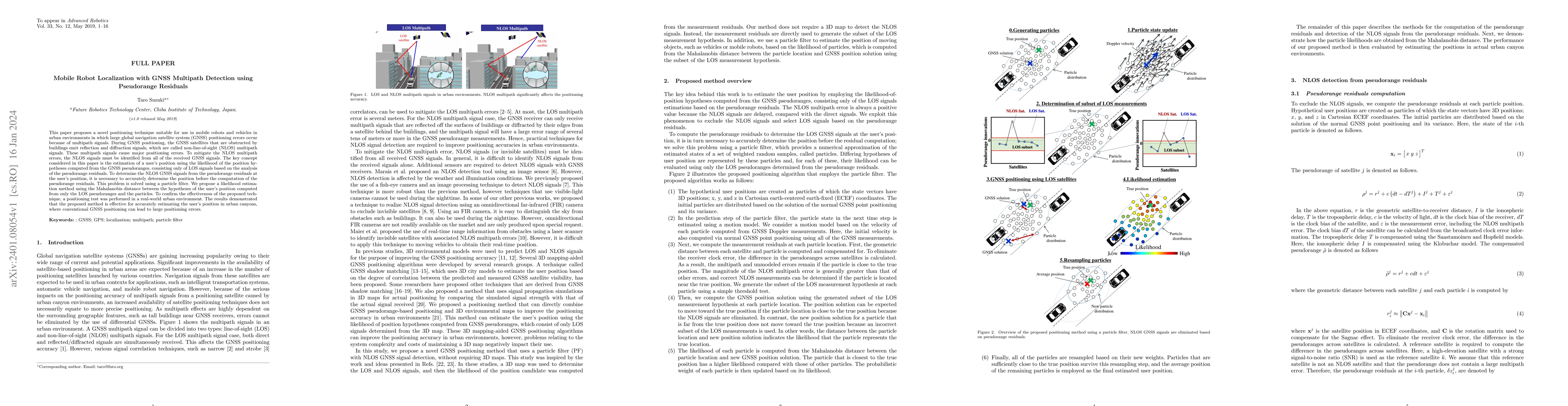 Thumbnail for Mobile robot localization with GNSS multipath detection using
  pseudorange residuals