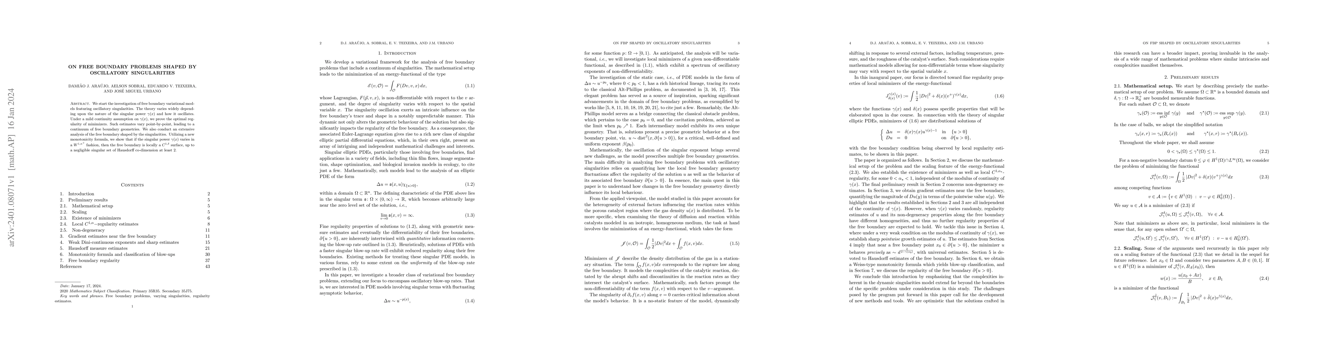 Thumbnail for On free boundary problems shaped by oscillatory singularities