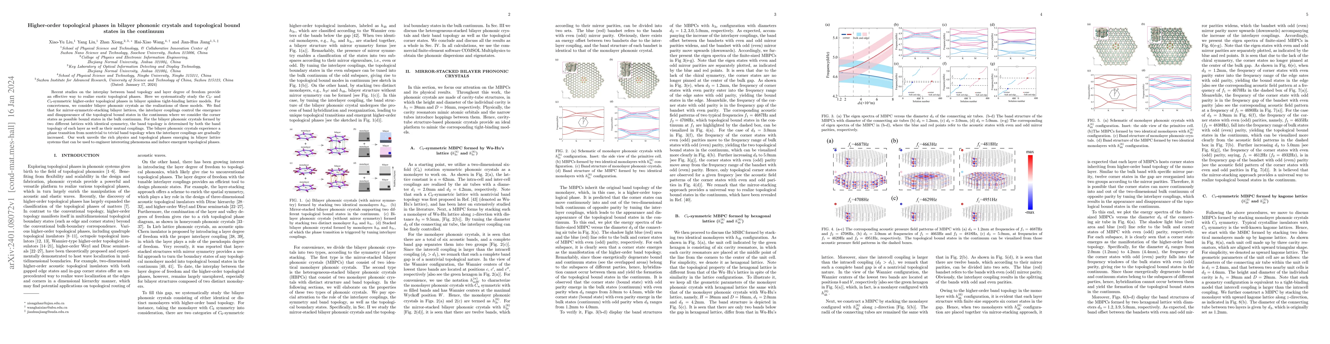Thumbnail for Higher-order topological phases in bilayer phononic crystals and
  topological bound states in the continuum