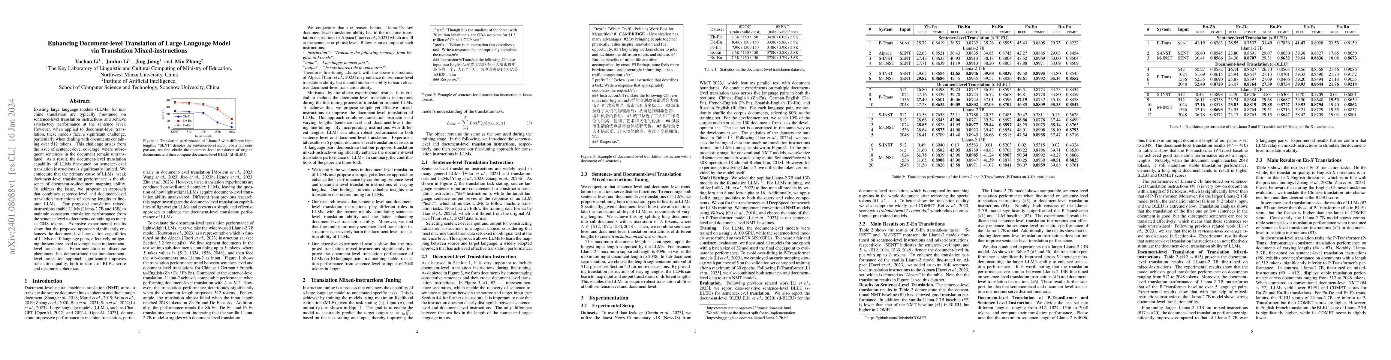 Thumbnail for Enhancing Document-level Translation of Large Language Model via
  Translation Mixed-instructions