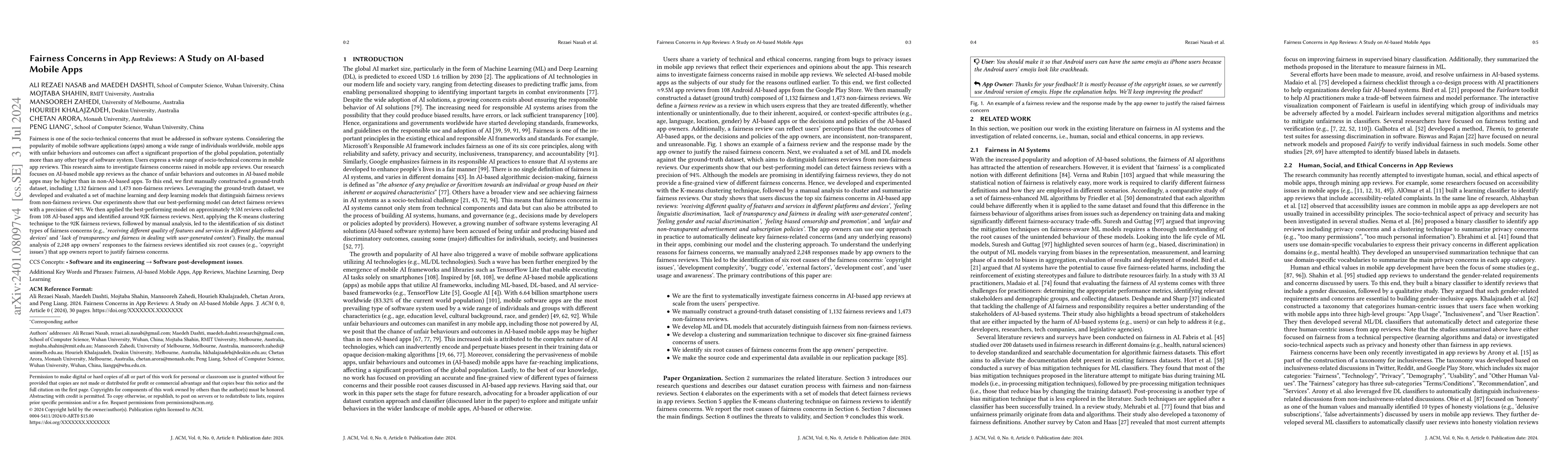 Thumbnail for Fairness Concerns in App Reviews: A Study on AI-based Mobile Apps