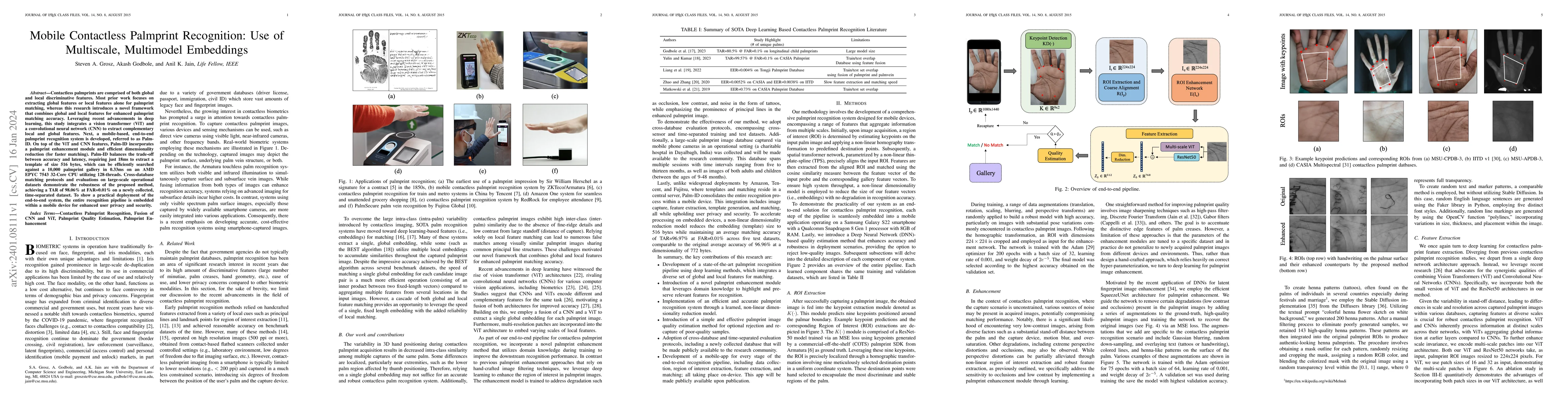 Thumbnail for Mobile Contactless Palmprint Recognition: Use of Multiscale, Multimodel
  Embeddings