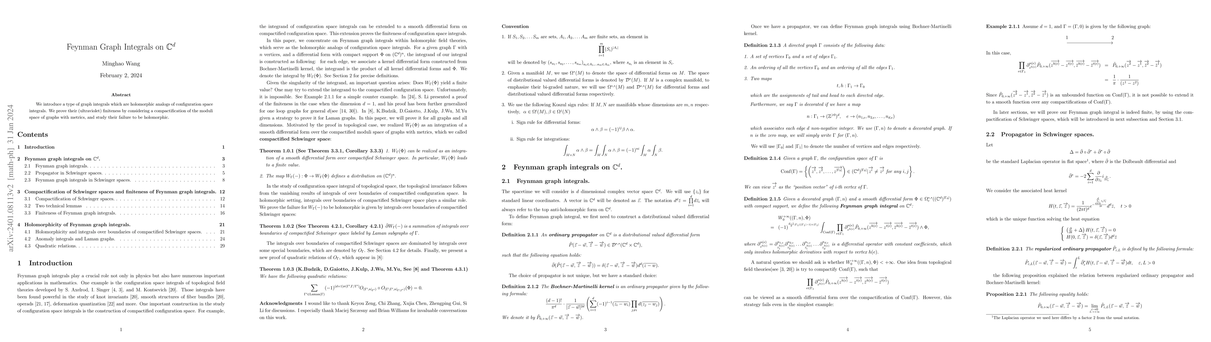 Thumbnail for Feynman Graph Integrals on $\mathbb{C}^d$