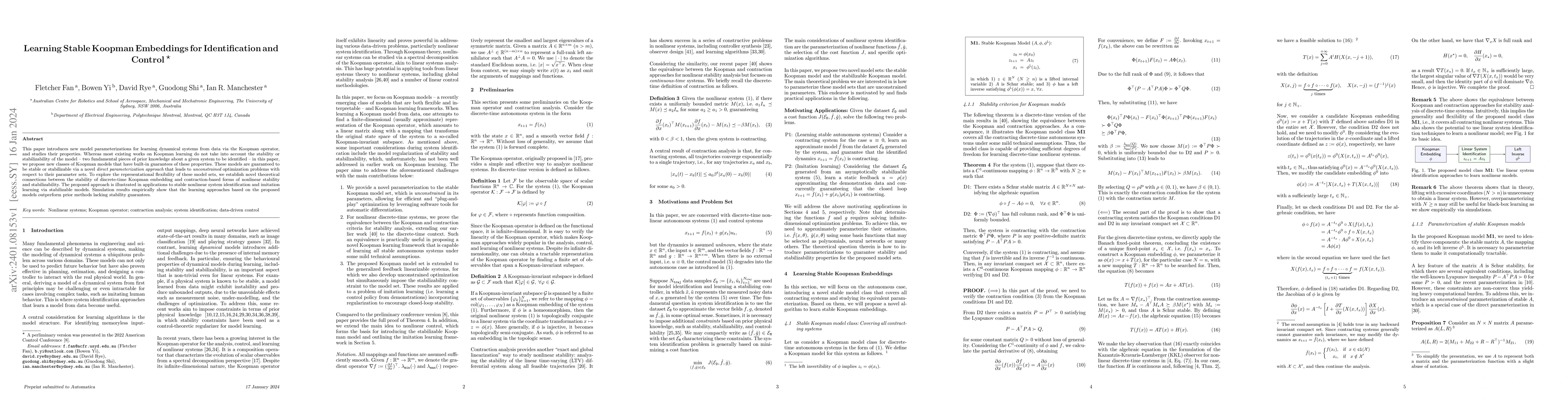 Thumbnail for Learning Stable Koopman Embeddings for Identification and Control
