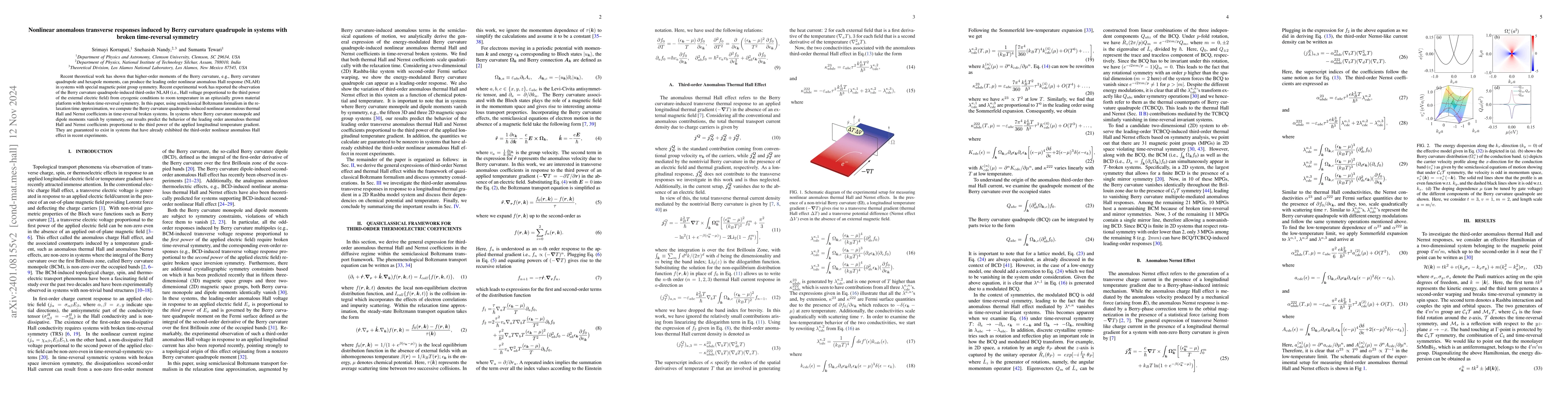 Thumbnail for Nonlinear thermoelectric response induced by Berry curvature quadrupole
  in systems with broken time-reversal symmetry