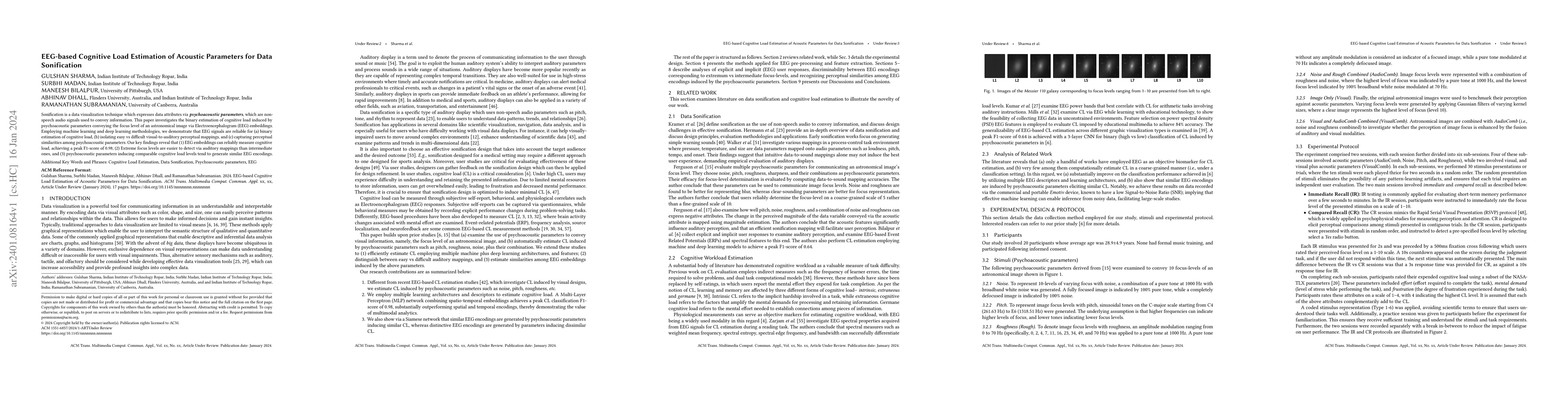 Thumbnail for EEG-based Cognitive Load Estimation of Acoustic Parameters for Data
  Sonification