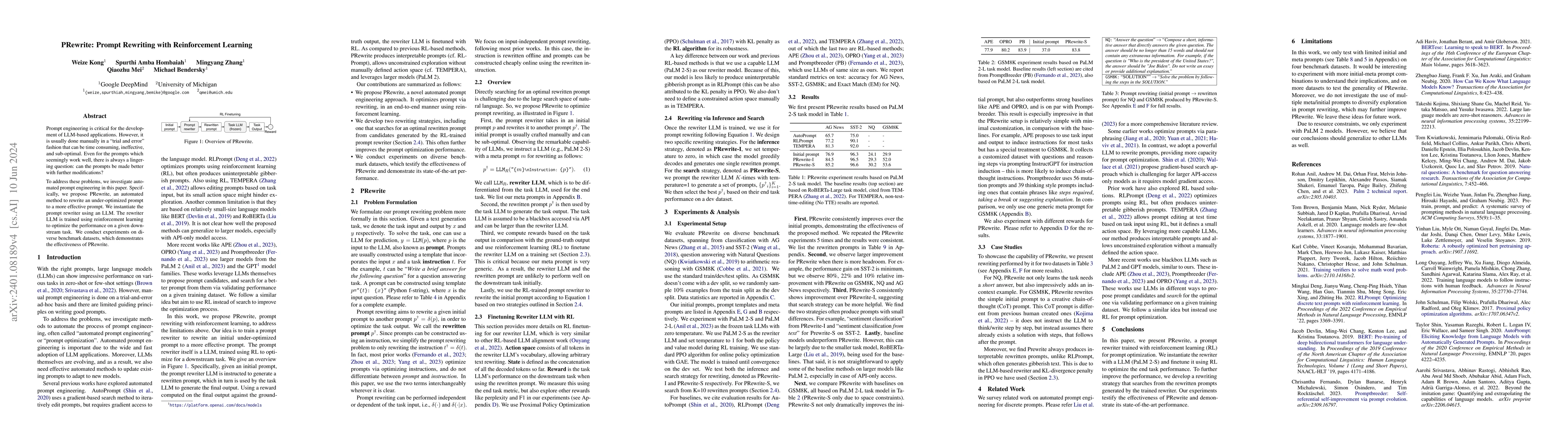 Thumbnail for PRewrite: Prompt Rewriting with Reinforcement Learning