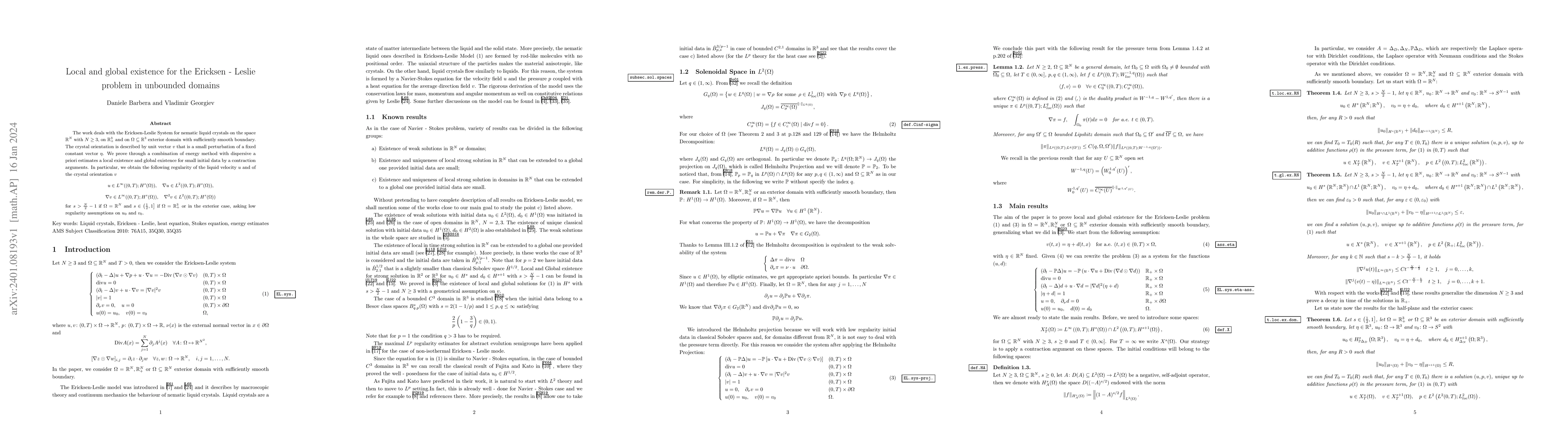 Thumbnail for Local and global existence for the Ericksen-Leslie problem in unbounded
  domains