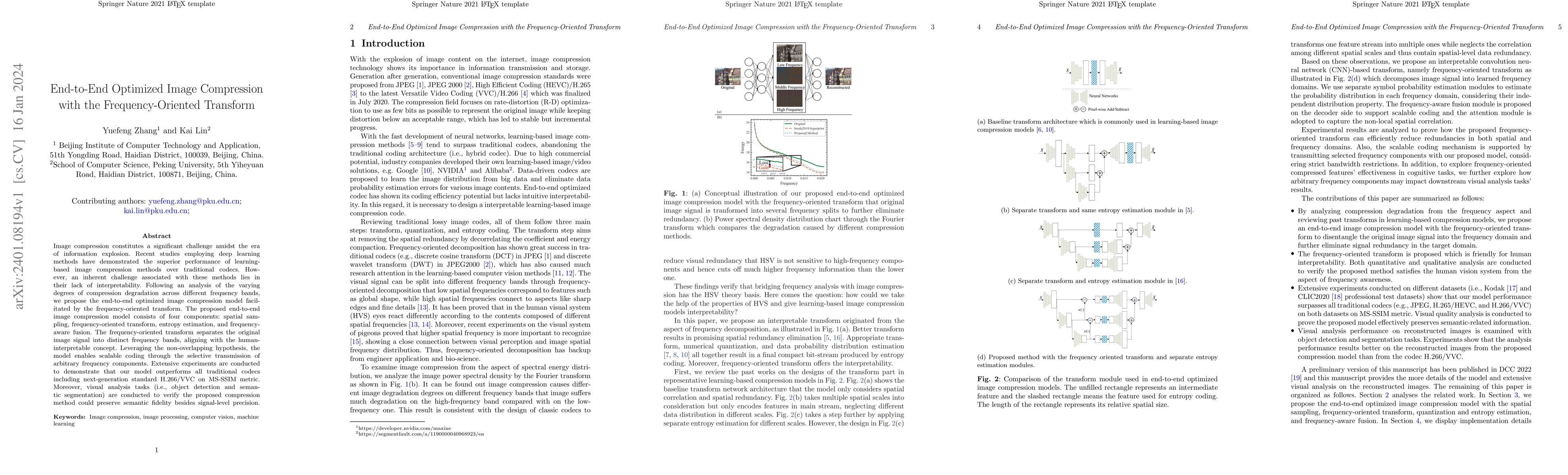 Thumbnail for End-to-End Optimized Image Compression with the Frequency-Oriented
  Transform