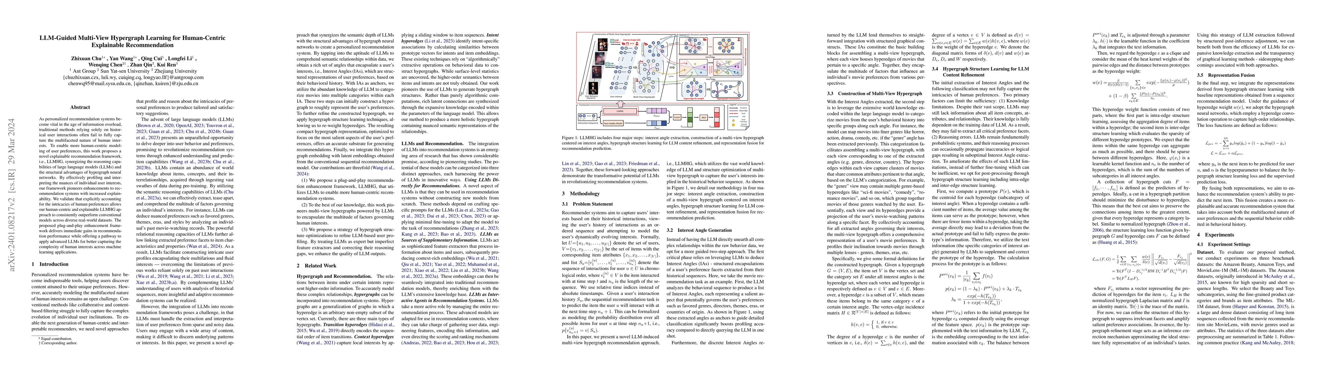 Thumbnail for LLM-Guided Multi-View Hypergraph Learning for Human-Centric Explainable
  Recommendation