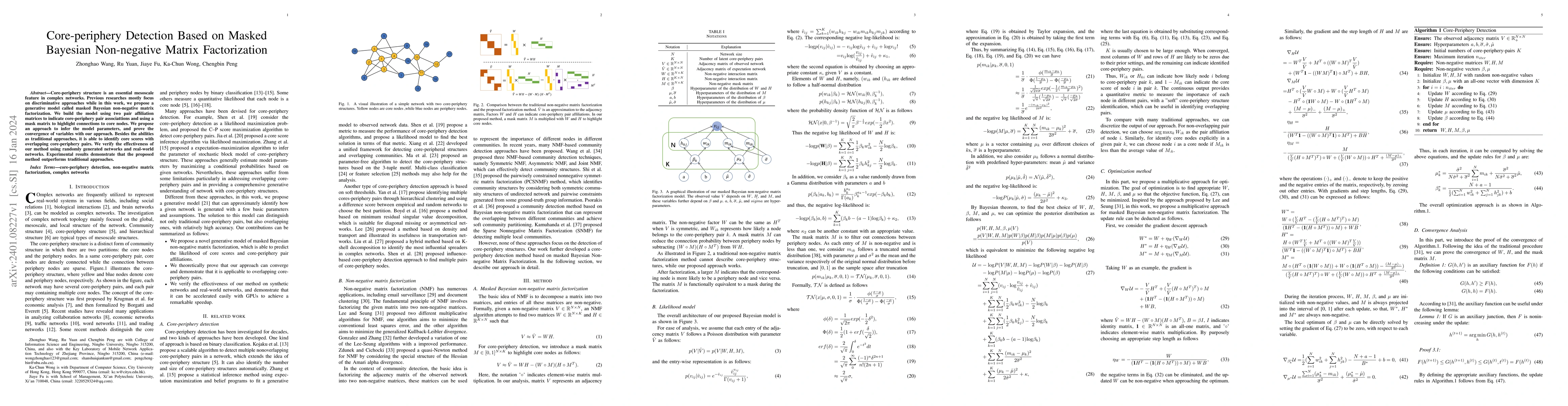 Thumbnail for Core-periphery Detection Based on Masked Bayesian Non-negative Matrix
  Factorization