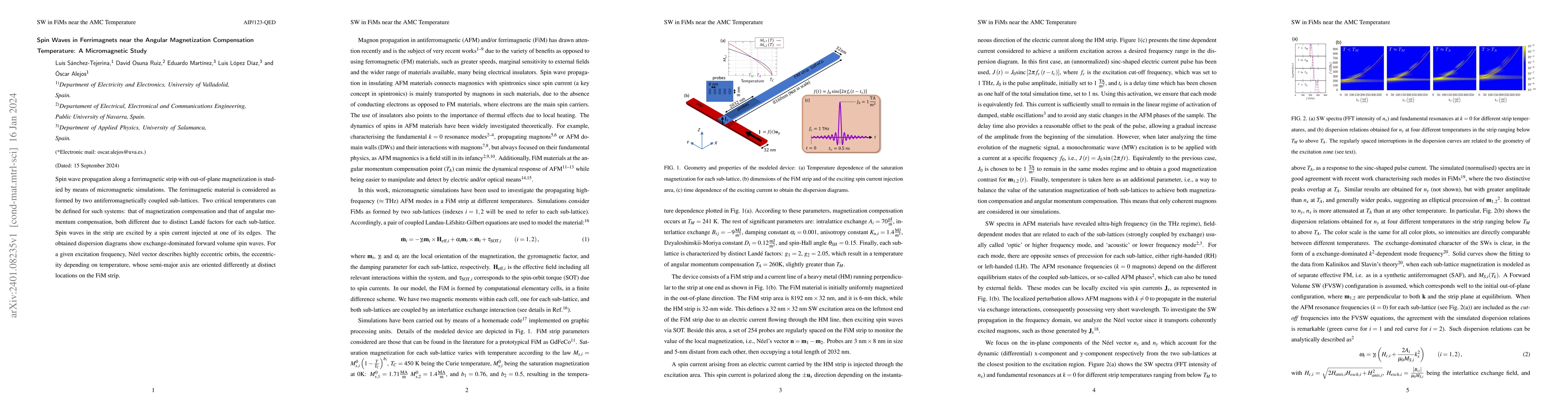 Thumbnail for Spin Waves in Ferrimagnets near the Angular Magnetization Compensation
  Temperature: A Micromagnetic Study