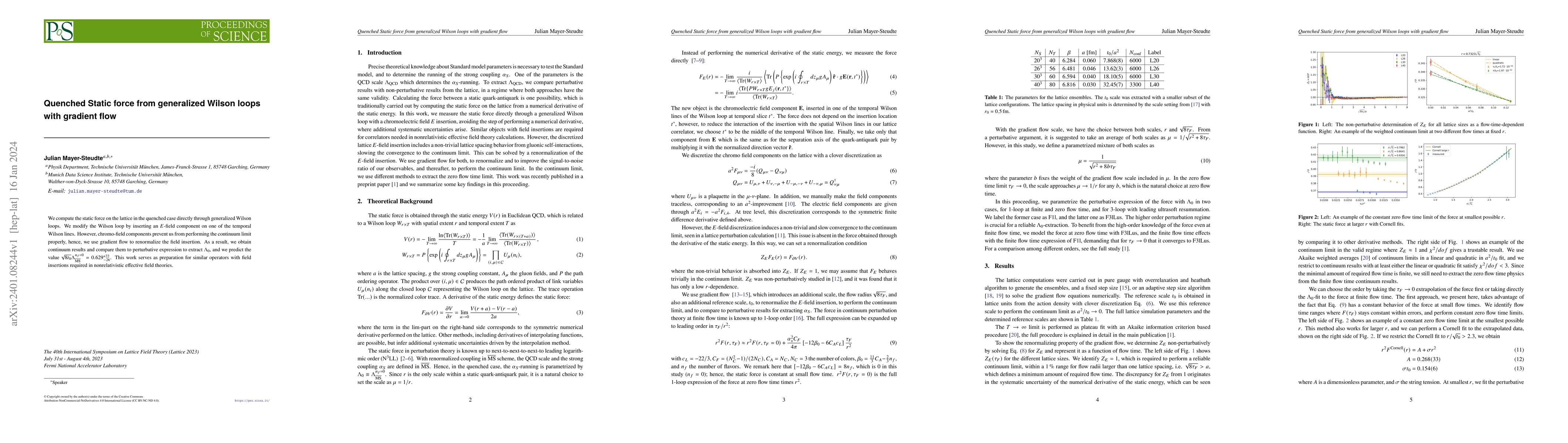 Thumbnail for Quenched Static force from generalized Wilson loops with gradient flow