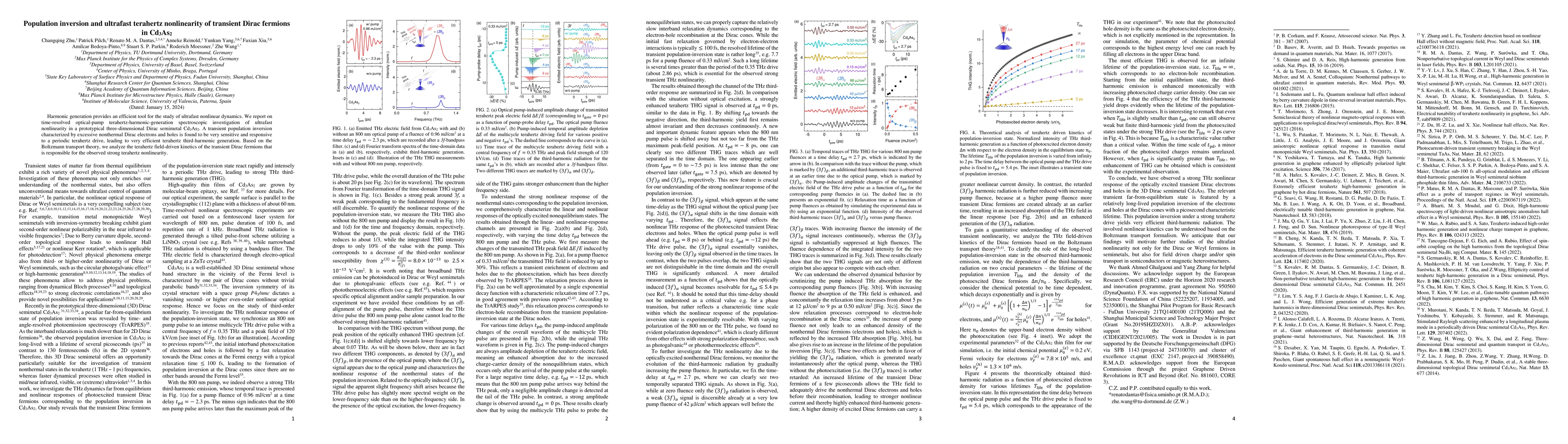 Thumbnail for Population inversion and ultrafast terahertz nonlinearity of transient
  Dirac fermions in Cd$_3$As$_2$