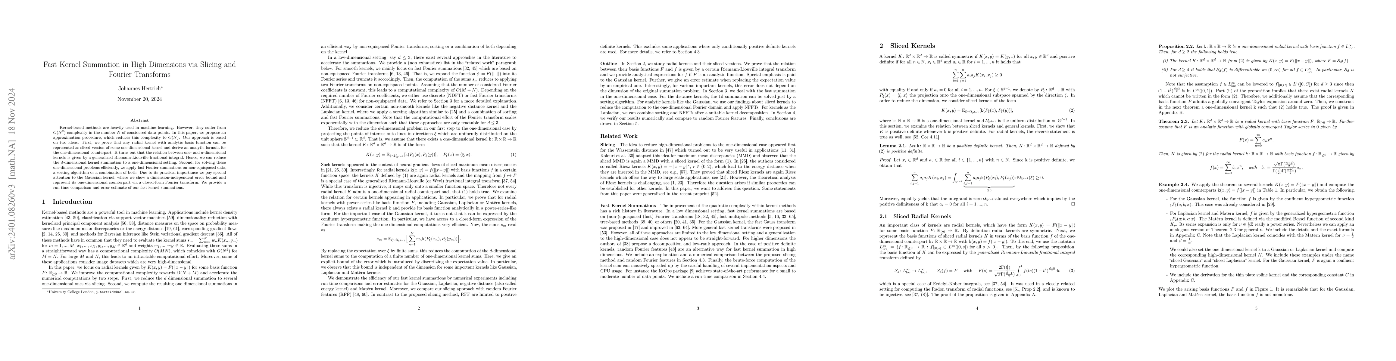 Thumbnail for Fast Kernel Summation in High Dimensions via Slicing and Fourier
  Transforms