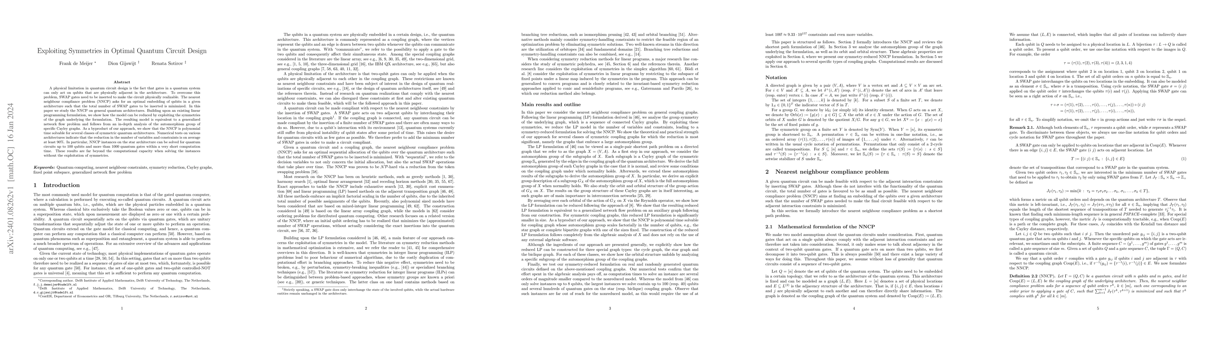 Thumbnail for Exploiting Symmetries in Optimal Quantum Circuit Design