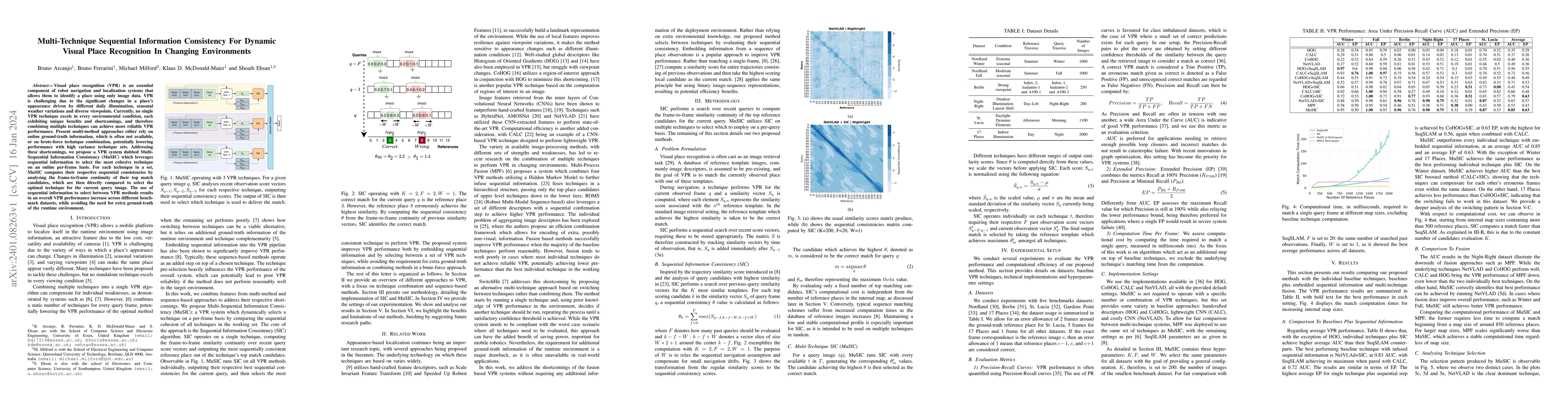 Thumbnail for Multi-Technique Sequential Information Consistency For Dynamic Visual
  Place Recognition In Changing Environments