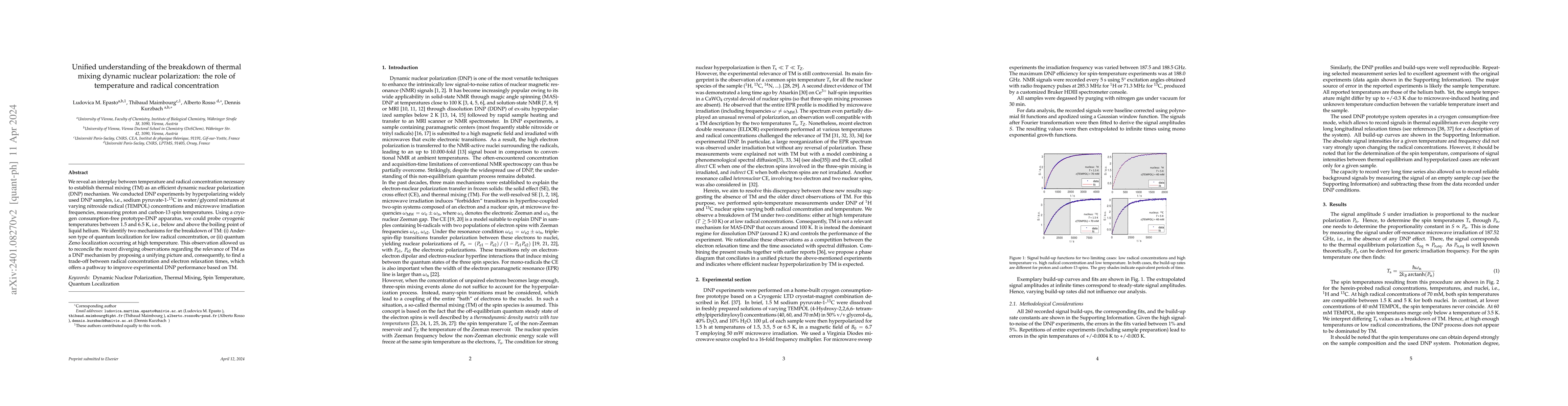 Thumbnail for Unified understanding of the breakdown of thermal mixing dynamic nuclear
  polarization: the role of temperature and radical concentration