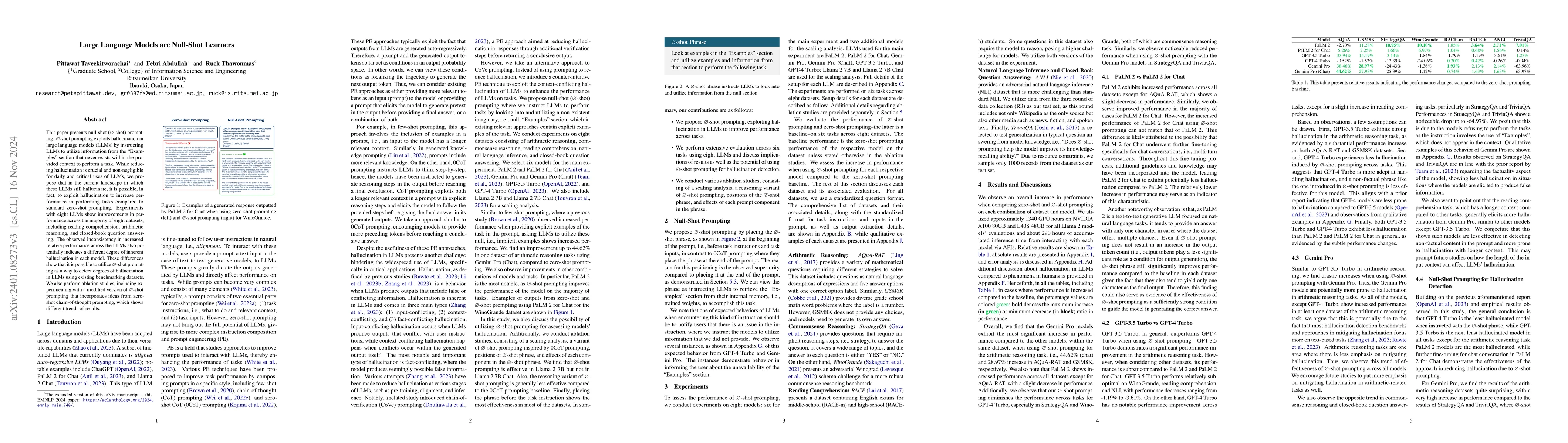 Thumbnail for Large Language Models are Null-Shot Learners