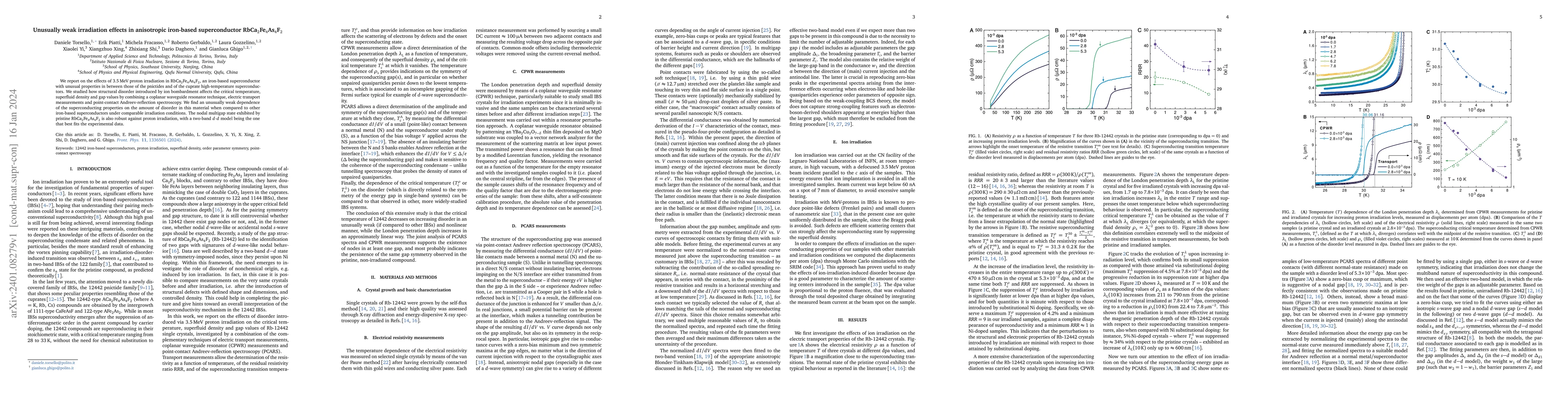 Thumbnail for Unusually weak irradiation effects in anisotropic iron-based
  superconductor RbCa2Fe4As4F2