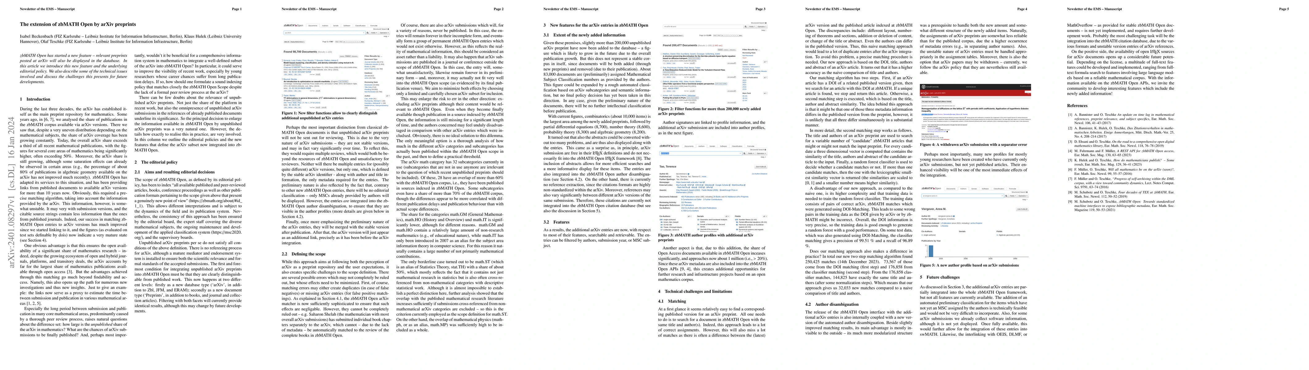 Thumbnail for The extension of zbMATH Open by arXiv preprints