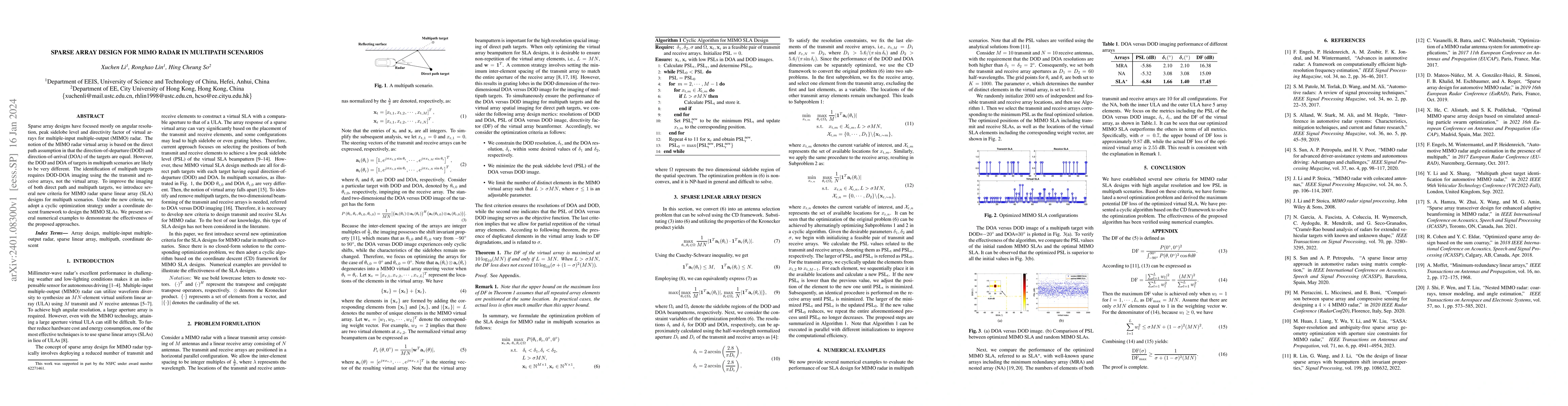 Thumbnail for Sparse array design for MIMO radar in multipath scenarios