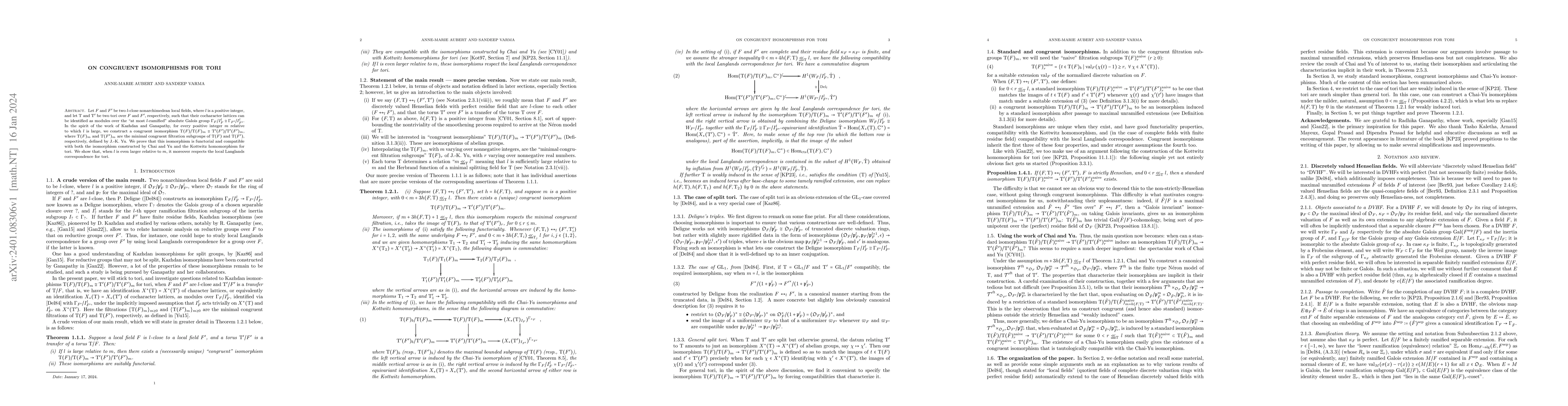 Thumbnail for On congruent isomorphisms for tori