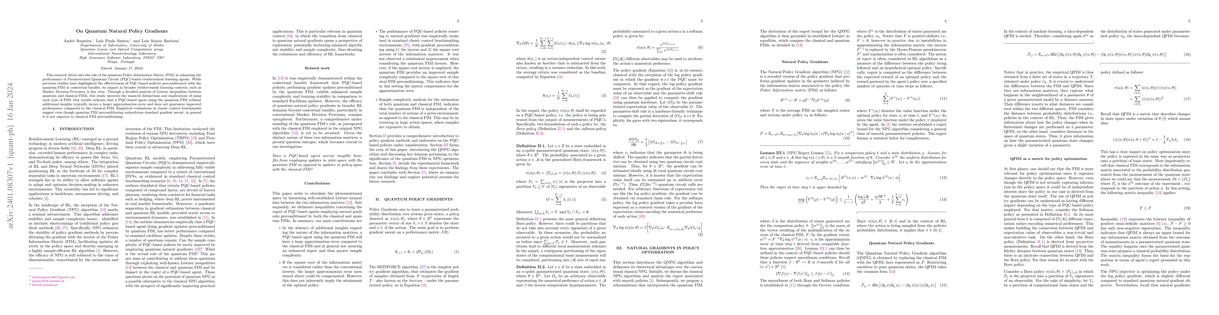 Thumbnail for On Quantum Natural Policy Gradients