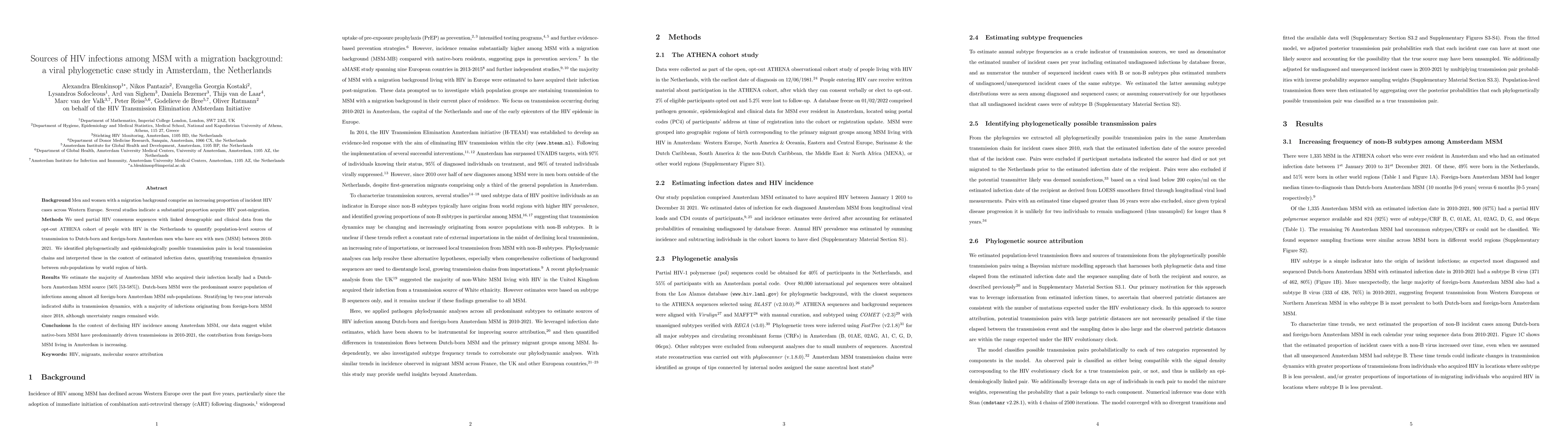 Thumbnail for Sources of HIV infections among MSM with a migration background: a viral
  phylogenetic case study in Amsterdam, the Netherlands