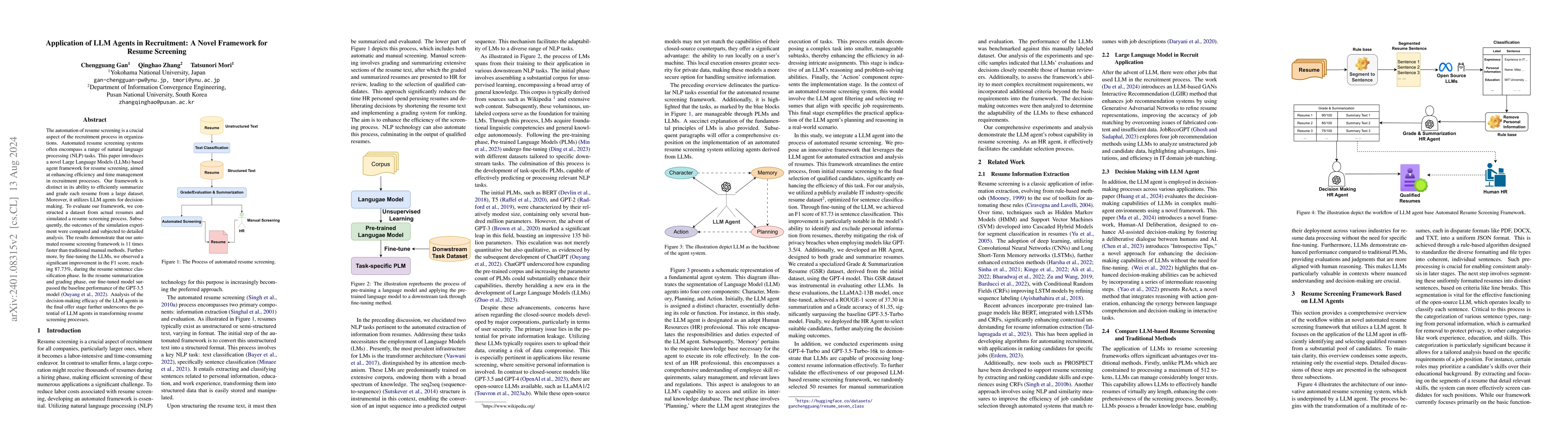 Thumbnail for Application of LLM Agents in Recruitment: A Novel Framework for Resume
  Screening
