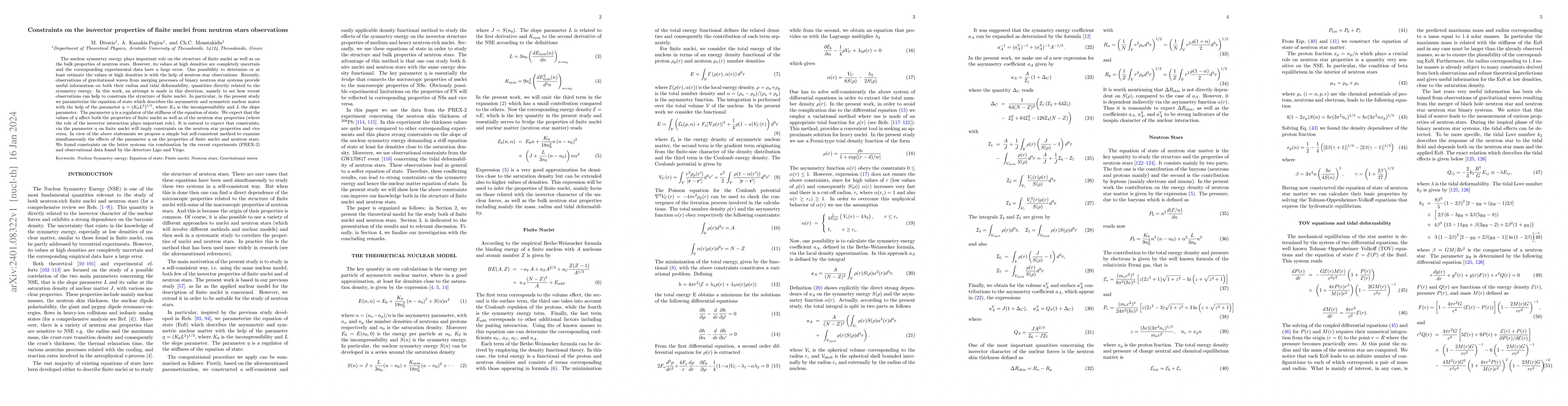 Thumbnail for Constraints on the isovector properties of finite nuclei from neutron
  stars observations