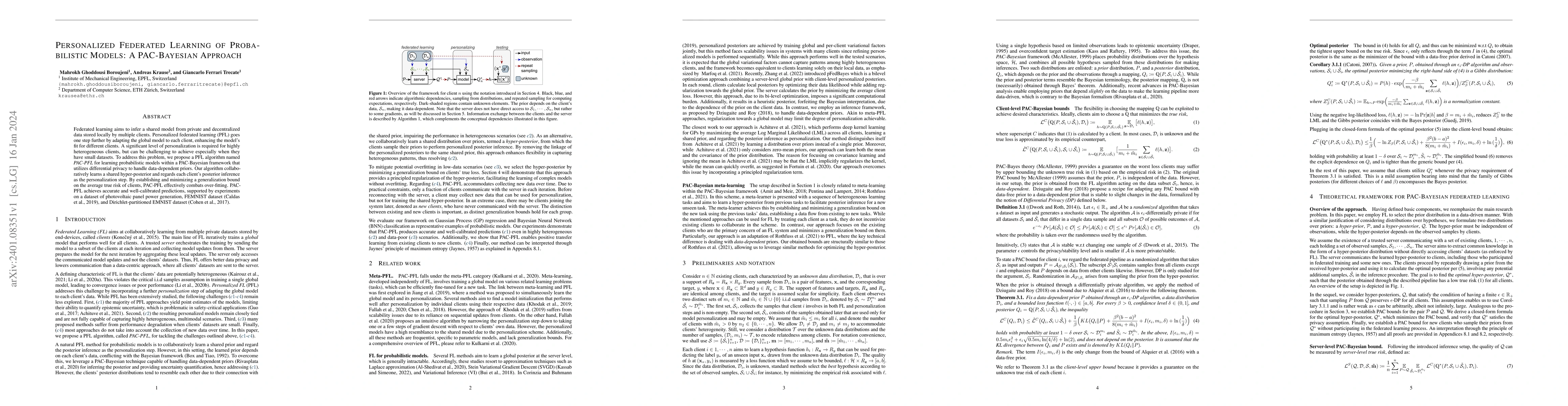 Thumbnail for Personalized Federated Learning of Probabilistic Models: A PAC-Bayesian
  Approach