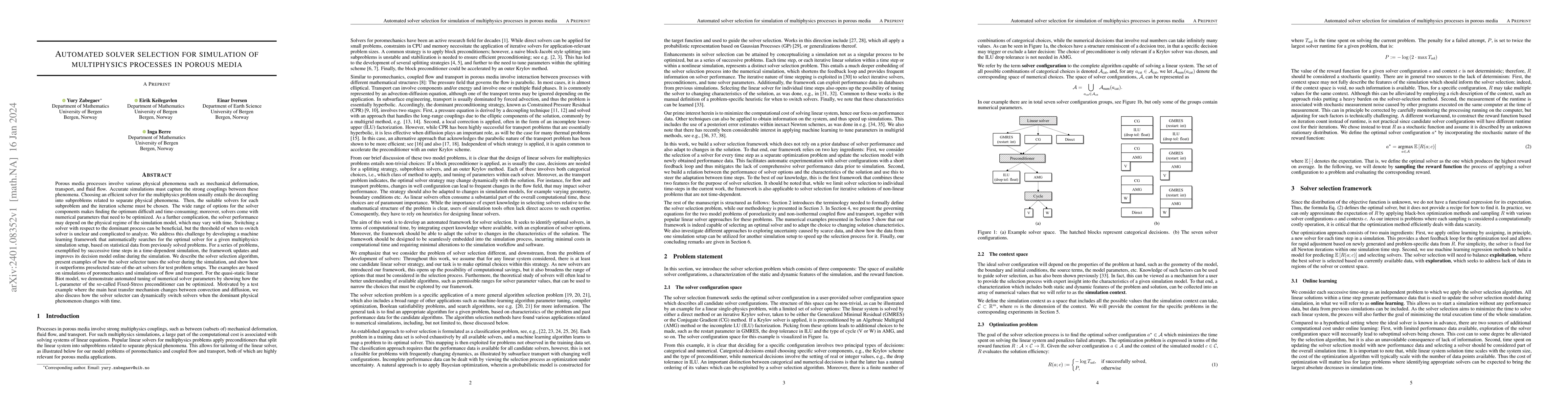 Thumbnail for Automated solver selection for simulation of multiphysics processes in
  porous media