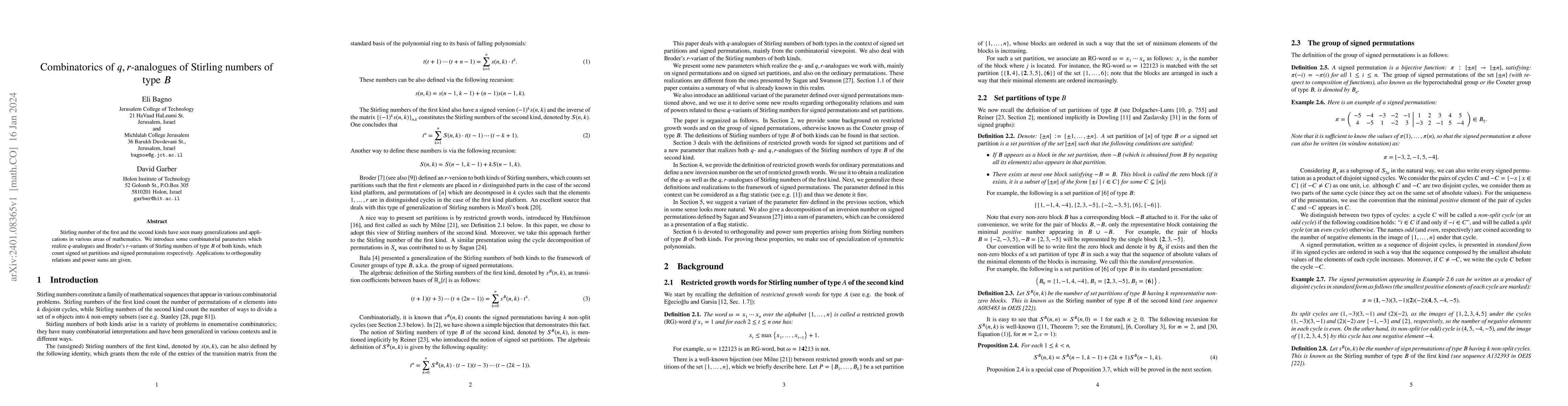 Thumbnail for Combinatorics of q,r-analogues of Stirling numbers of type B