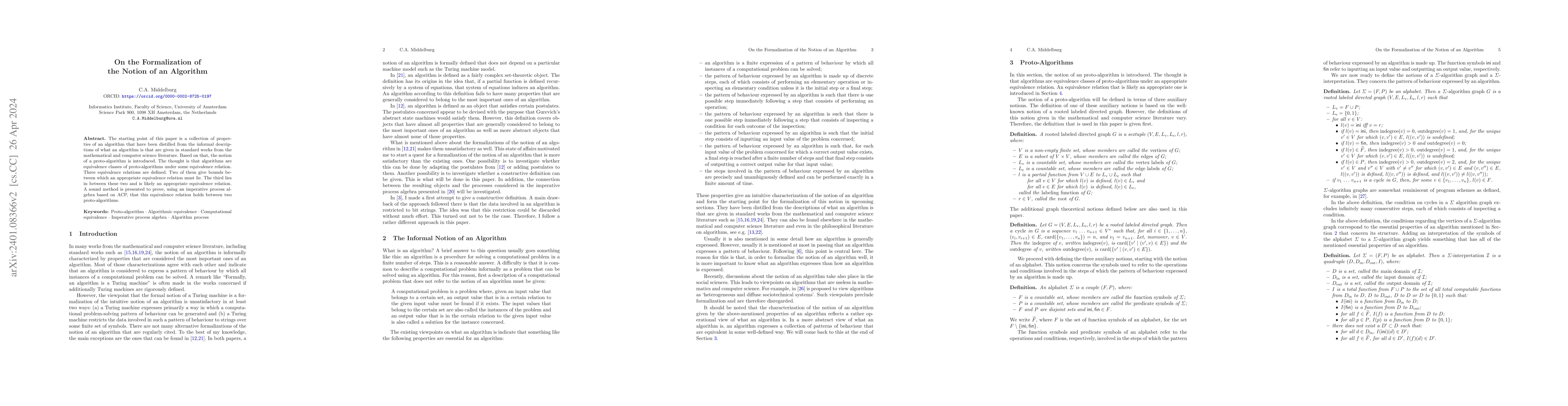 Thumbnail for On the formalization of the notion of an algorithm