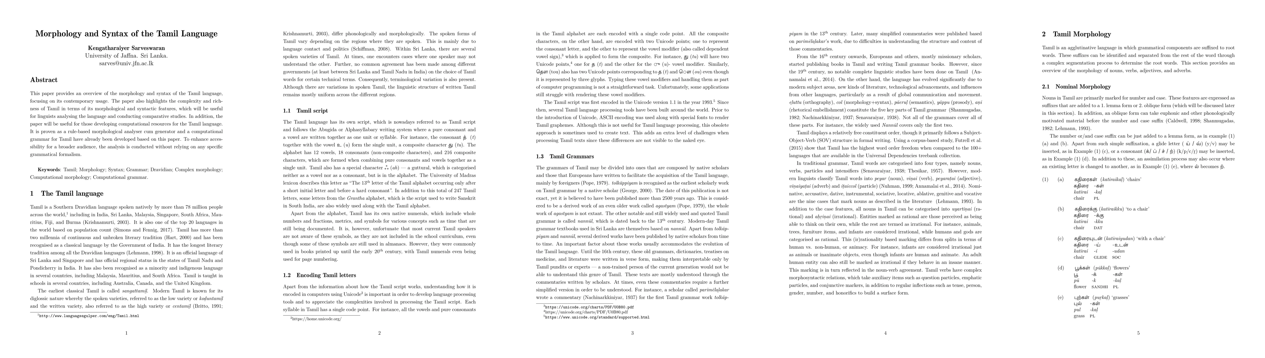 Thumbnail for Morphology and Syntax of the Tamil Language