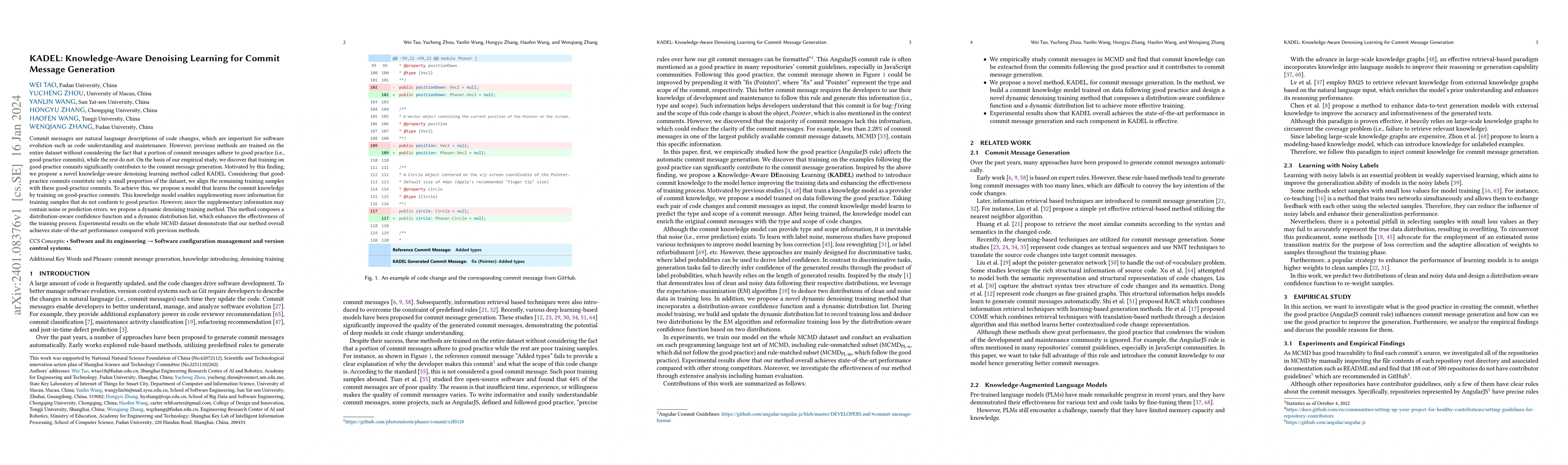 Thumbnail for KADEL: Knowledge-Aware Denoising Learning for Commit Message Generation