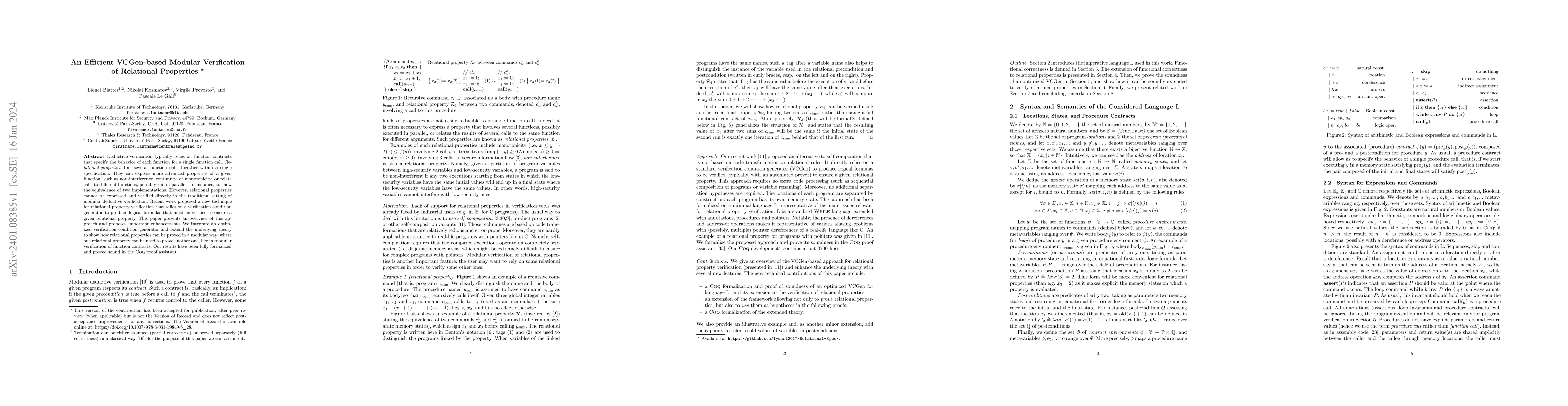 Thumbnail for An Efficient VCGen-based Modular Verification of Relational Properties