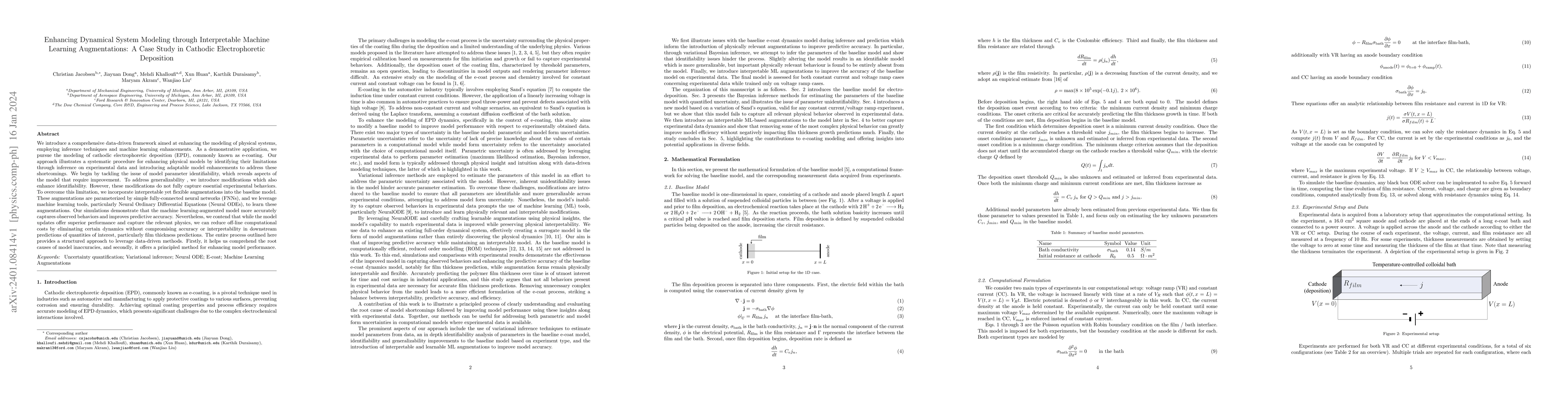 Thumbnail for Enhancing Dynamical System Modeling through Interpretable Machine
  Learning Augmentations: A Case Study in Cathodic Electrophoretic Deposition