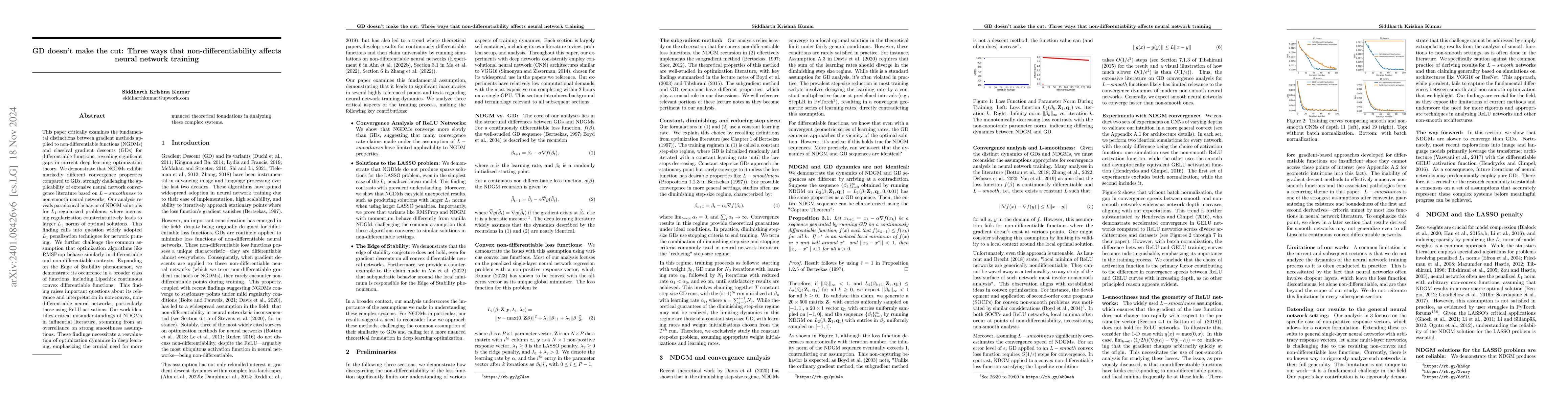 Thumbnail for GD doesn't make the cut: Three ways that non-differentiability affects
  neural network training