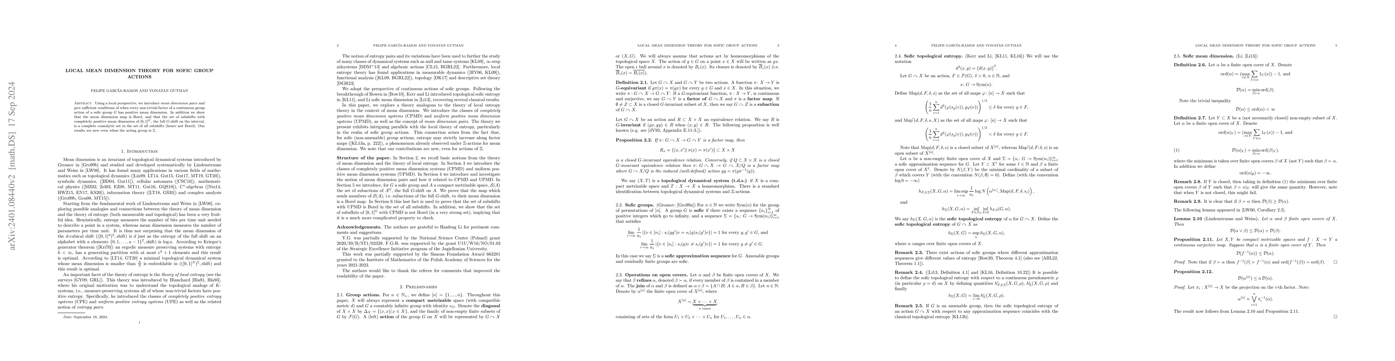 Thumbnail for Local mean dimension theory for sofic group actions
