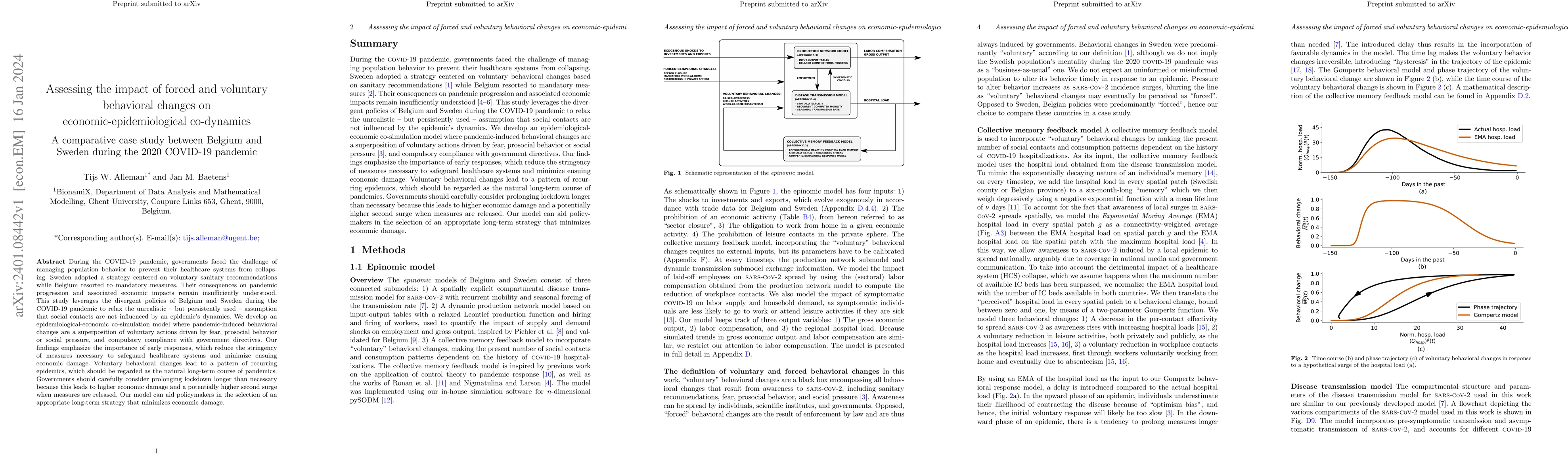 Thumbnail for Assessing the impact of forced and voluntary behavioral changes on
  economic-epidemiological co-dynamics: A comparative case study between
  Belgium and Sweden during the 2020 COVID-19 pandemic