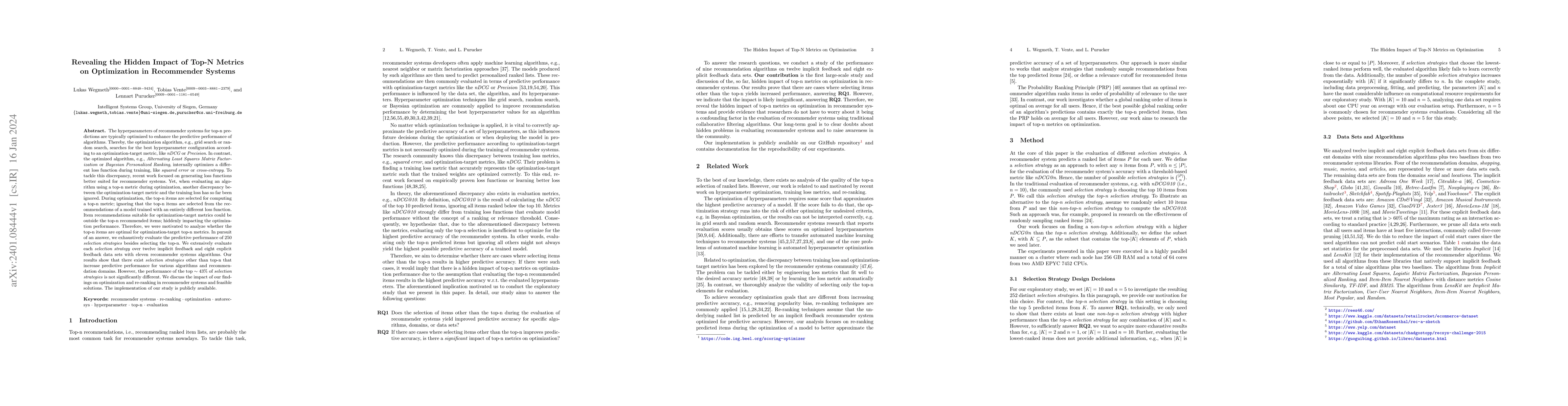 Thumbnail for Revealing the Hidden Impact of Top-N Metrics on Optimization in
  Recommender Systems