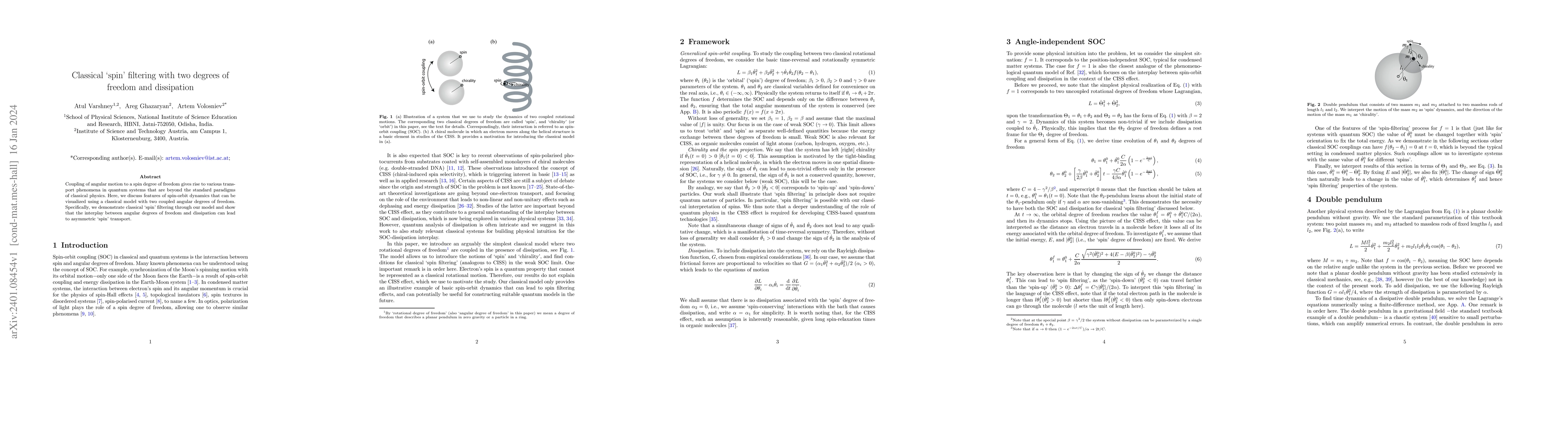 Thumbnail for Classical 'spin' filtering with two degrees of freedom and dissipation