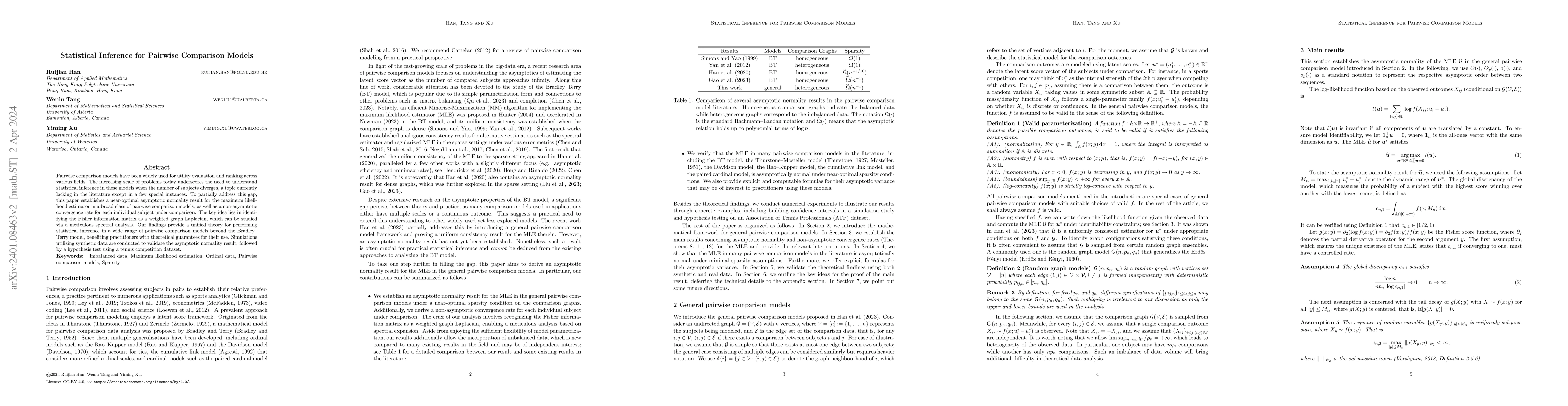 Thumbnail for Statistical inference for pairwise comparison models