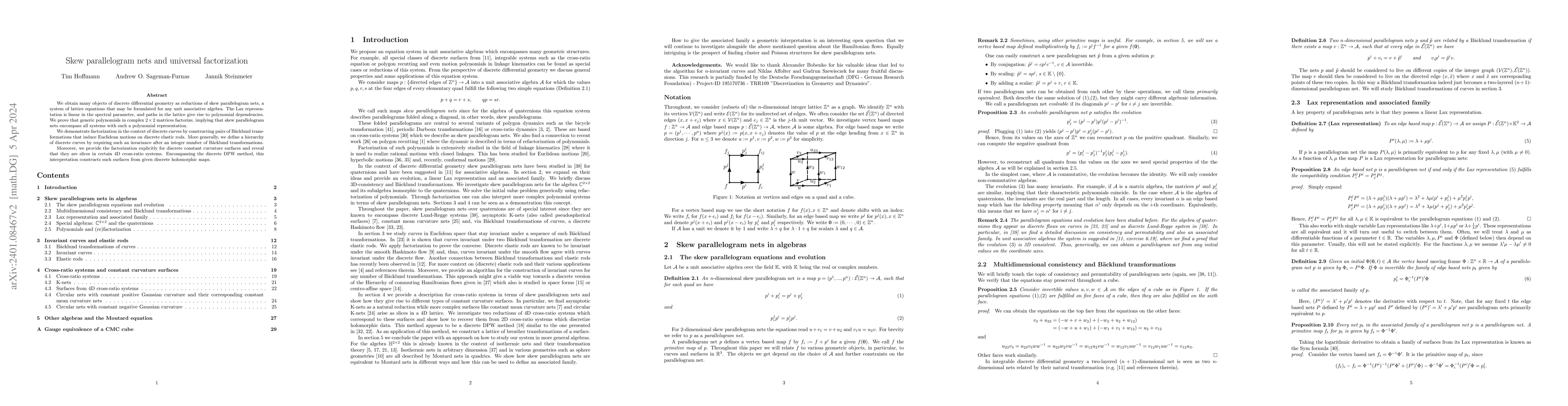 Thumbnail for Skew parallelogram nets and universal factorization